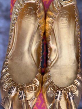 Tory Burch Women's Gold Ballet Flat Shoes